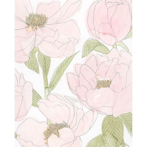 Veiled Peonies II Gold Ornate Wood Framed Art Print with Double Matting by Popp, Grace