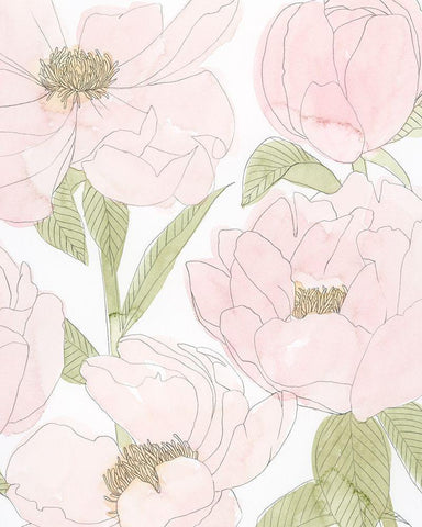 Veiled Peonies II Black Ornate Wood Framed Art Print with Double Matting by Popp, Grace