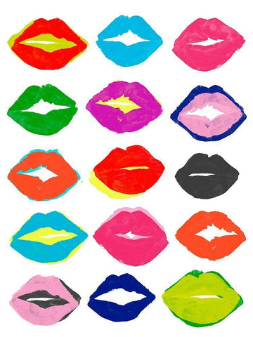 Kiss Kiss I White Modern Wood Framed Art Print with Double Matting by Vess, June Erica