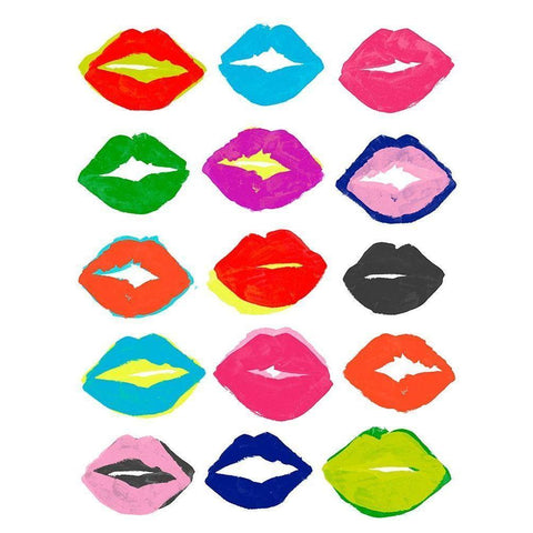 Kiss Kiss I Black Modern Wood Framed Art Print with Double Matting by Vess, June Erica