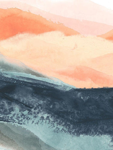 Soft Waves II Black Ornate Wood Framed Art Print with Double Matting by Vess, June Erica