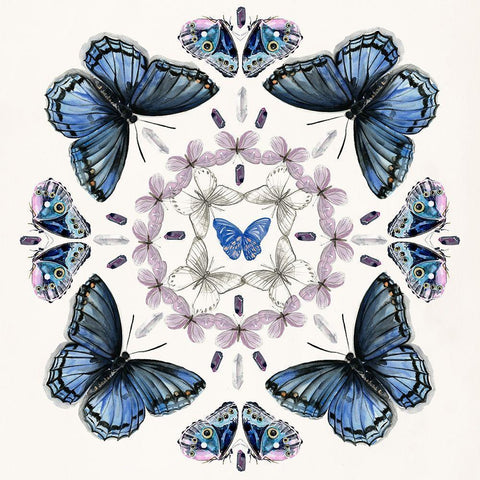 Butterfly Mandala II White Modern Wood Framed Art Print by Parker, Jennifer Paxton