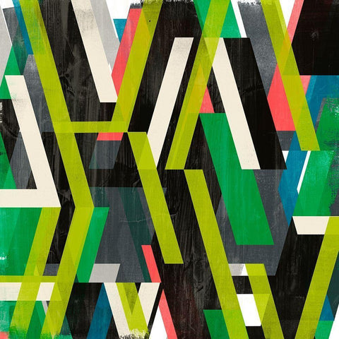 Diagonal Slipstream I Black Modern Wood Framed Art Print with Double Matting by Vess, June Erica