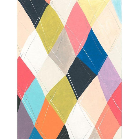 Harlequin Hopscotch I White Modern Wood Framed Art Print by Vess, June Erica