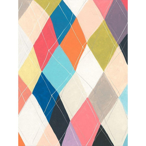 Harlequin Hopscotch II Gold Ornate Wood Framed Art Print with Double Matting by Vess, June Erica