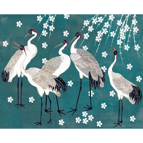 Crane at Night I White Modern Wood Framed Art Print by Wang, Melissa