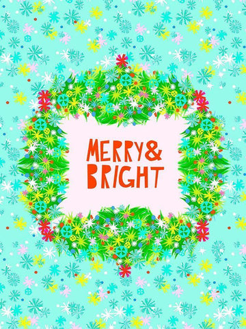 Merry and Bright II White Modern Wood Framed Art Print with Double Matting by Blanckslate