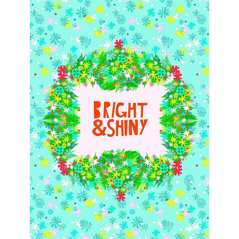 Merry and Bright V Gold Ornate Wood Framed Art Print with Double Matting by Blanckslate