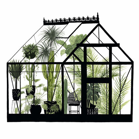 Glass House II Black Ornate Wood Framed Art Print with Double Matting by Popp, Grace