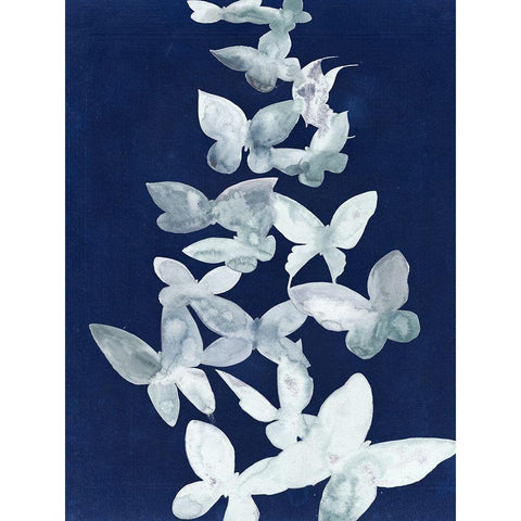 Indigo Butterfly Falls I Black Modern Wood Framed Art Print by Popp, Grace