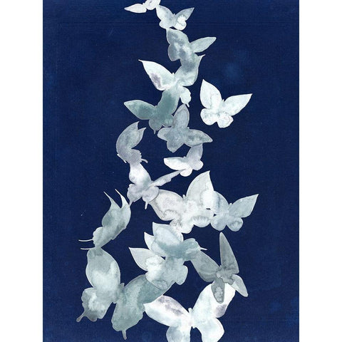 Indigo Butterfly Falls II Black Modern Wood Framed Art Print by Popp, Grace