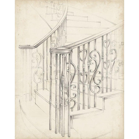 Iron Railing Design II White Modern Wood Framed Art Print by Harper, Ethan