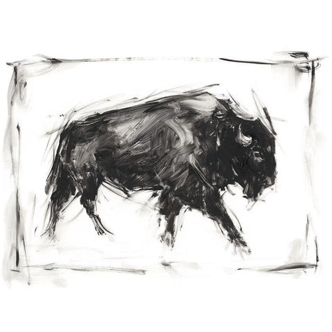 Dynamic Bison I Black Modern Wood Framed Art Print with Double Matting by Harper, Ethan