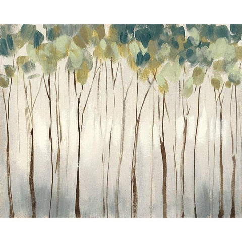 Viridian Treeline I Gold Ornate Wood Framed Art Print with Double Matting by Goldberger, Jennifer