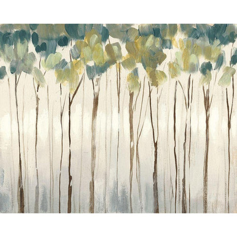 Viridian Treeline II Black Modern Wood Framed Art Print with Double Matting by Goldberger, Jennifer