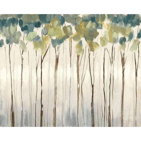 Viridian Treeline II Black Modern Wood Framed Art Print by Goldberger, Jennifer