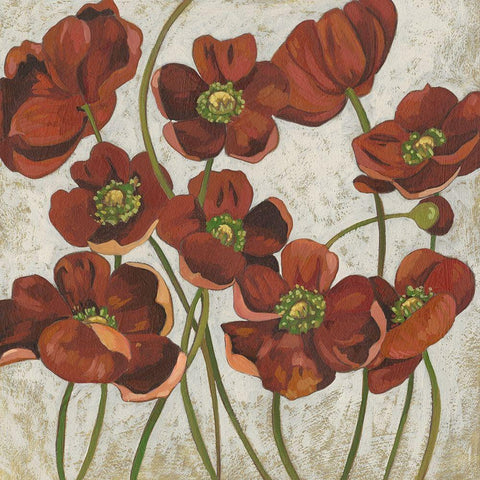Sangria Poppies II Gold Ornate Wood Framed Art Print with Double Matting by Zarris, Chariklia