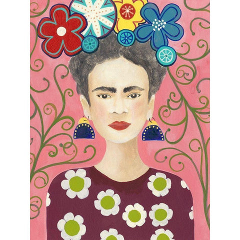 Frida Floral I Black Modern Wood Framed Art Print by Moore, Regina