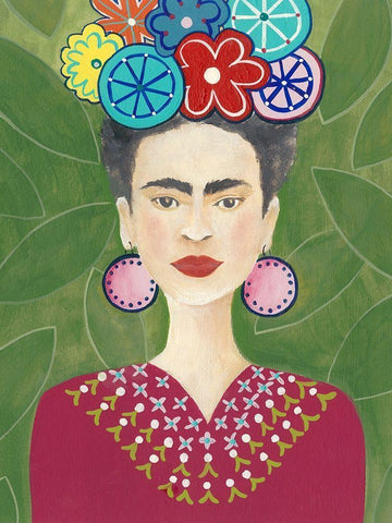 Frida Floral II White Modern Wood Framed Art Print with Double Matting by Moore, Regina