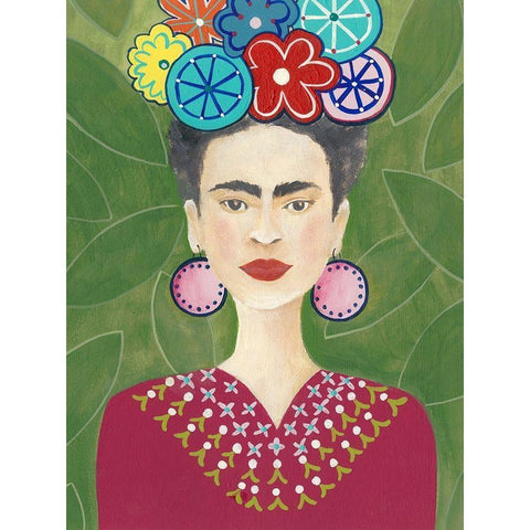 Frida Floral II Black Modern Wood Framed Art Print by Moore, Regina