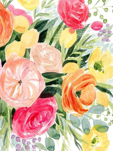 Blossomy Gathering II White Modern Wood Framed Art Print with Double Matting by Popp, Grace