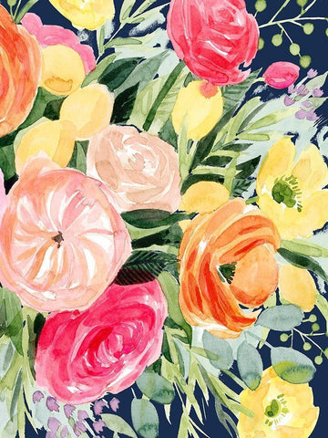 Blossomy Gathering IV Black Ornate Wood Framed Art Print with Double Matting by Popp, Grace