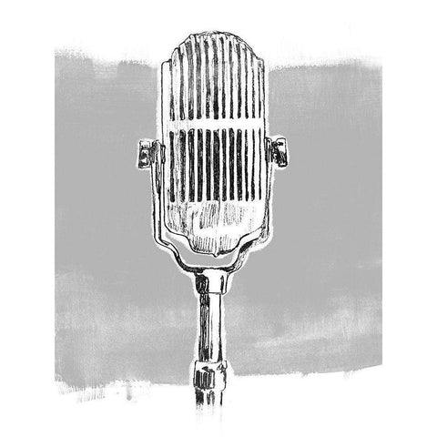 Monochrome Microphone II White Modern Wood Framed Art Print by Vess, June Erica