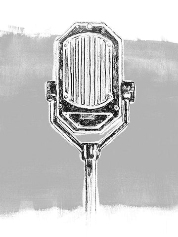 Monochrome Microphone III Black Ornate Wood Framed Art Print with Double Matting by Vess, June Erica