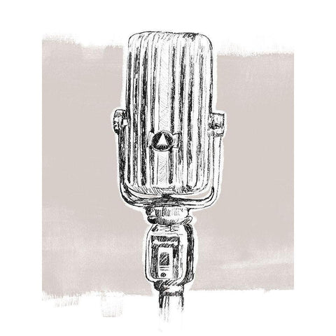 Monochrome Microphone IV White Modern Wood Framed Art Print by Vess, June Erica