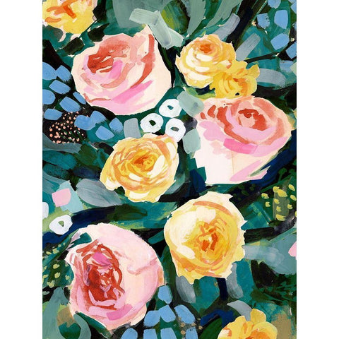 Flower Jumble II Gold Ornate Wood Framed Art Print with Double Matting by Borges, Victoria