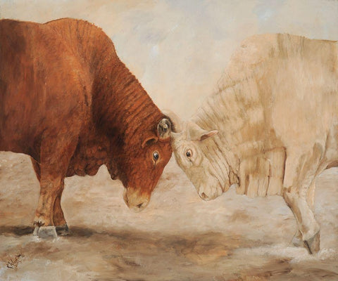 Stand Off I White Modern Wood Framed Art Print with Double Matting by Winkler, Kathy