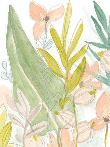 Island Flora I White Modern Wood Framed Art Print with Double Matting by Vess, June Erica