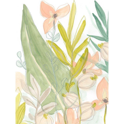 Island Flora I Black Modern Wood Framed Art Print with Double Matting by Vess, June Erica