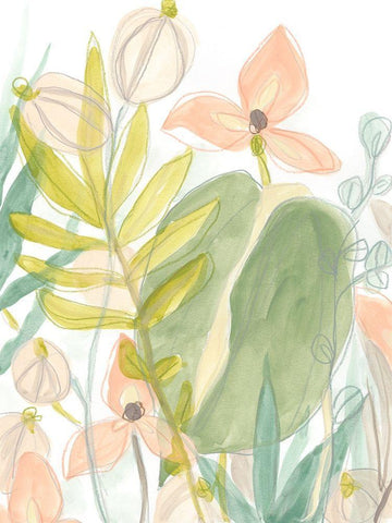 Island Flora II White Modern Wood Framed Art Print with Double Matting by Vess, June Erica