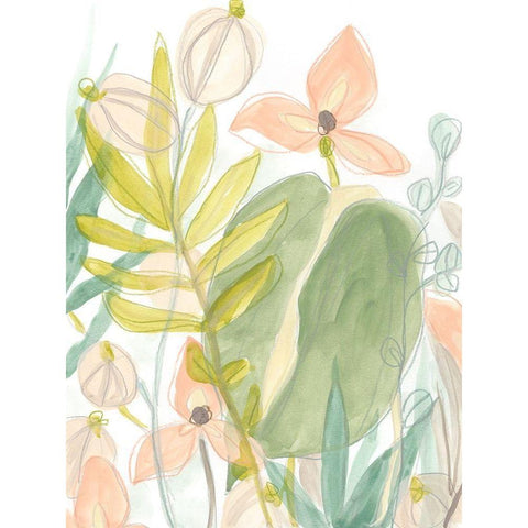 Island Flora II Black Modern Wood Framed Art Print by Vess, June Erica