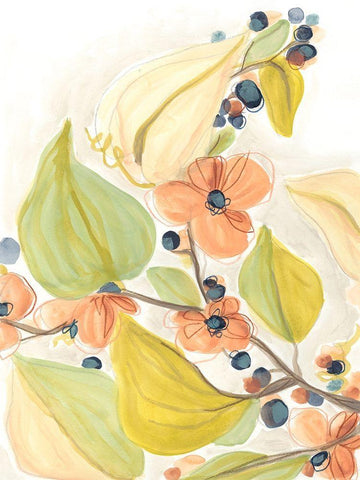 Island Branch I Black Ornate Wood Framed Art Print with Double Matting by Vess, June Erica