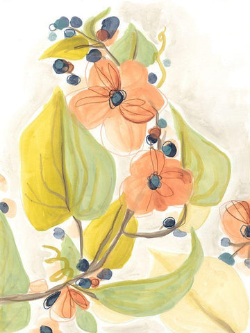 Island Branch II Black Ornate Wood Framed Art Print with Double Matting by Vess, June Erica