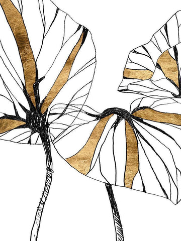 Linear Tropics with Gold I Black Ornate Wood Framed Art Print with Double Matting by Vess, June Erica