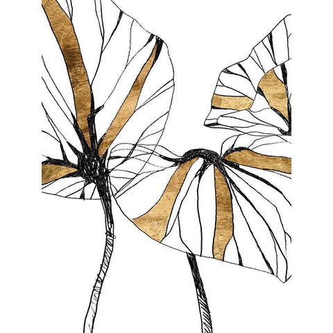Linear Tropics with Gold I Black Modern Wood Framed Art Print by Vess, June Erica