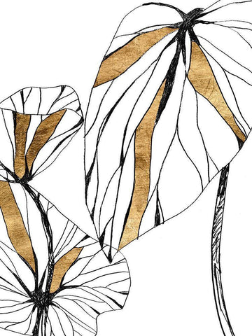 Linear Tropics with Gold II Black Ornate Wood Framed Art Print with Double Matting by Vess, June Erica