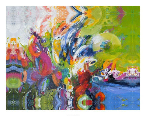 Garden party Abstract I White Modern Wood Framed Art Print with Double Matting by Bothne, Janet