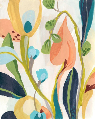 Jungle Jewels I White Modern Wood Framed Art Print with Double Matting by Vess, June Erica