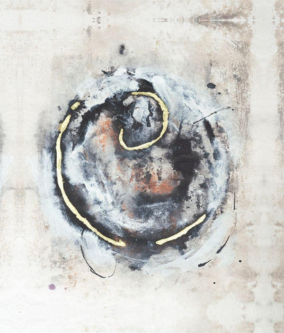 Embellished Circular Energy III White Modern Wood Framed Art Print with Double Matting by Combs, Joyce