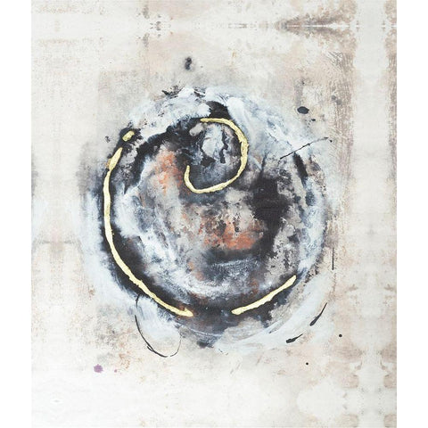 Embellished Circular Energy III Black Modern Wood Framed Art Print by Combs, Joyce