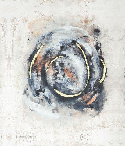 Embellished Circular Energy IV White Modern Wood Framed Art Print with Double Matting by Combs, Joyce