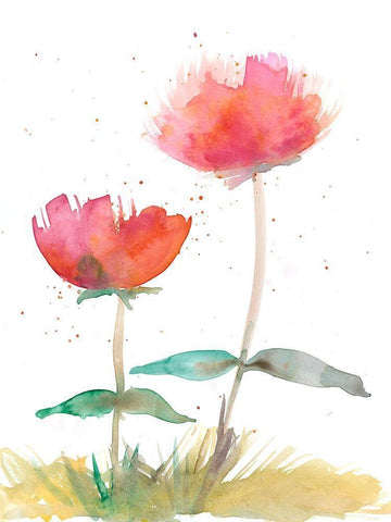 Pink Fleurs II White Modern Wood Framed Art Print with Double Matting by Ludwig, Alicia