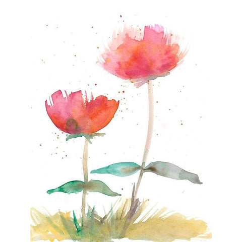 Pink Fleurs II Black Modern Wood Framed Art Print by Ludwig, Alicia