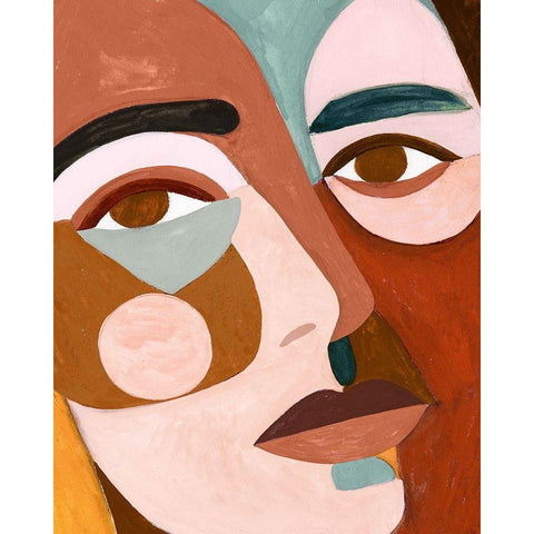 Geo Face III Black Modern Wood Framed Art Print with Double Matting by Borges, Victoria