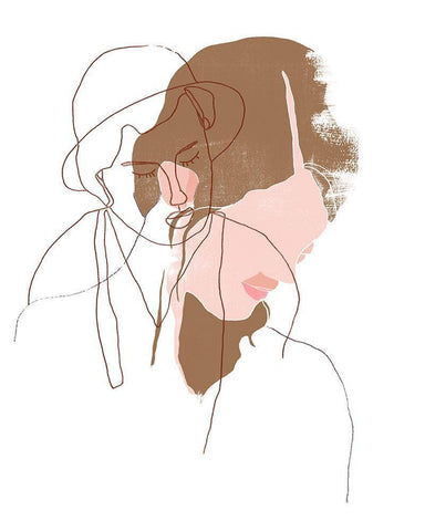 Modern Contour Portrait I White Modern Wood Framed Art Print with Double Matting by Vess, June Erica