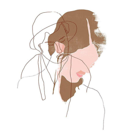 Modern Contour Portrait I Black Modern Wood Framed Art Print by Vess, June Erica